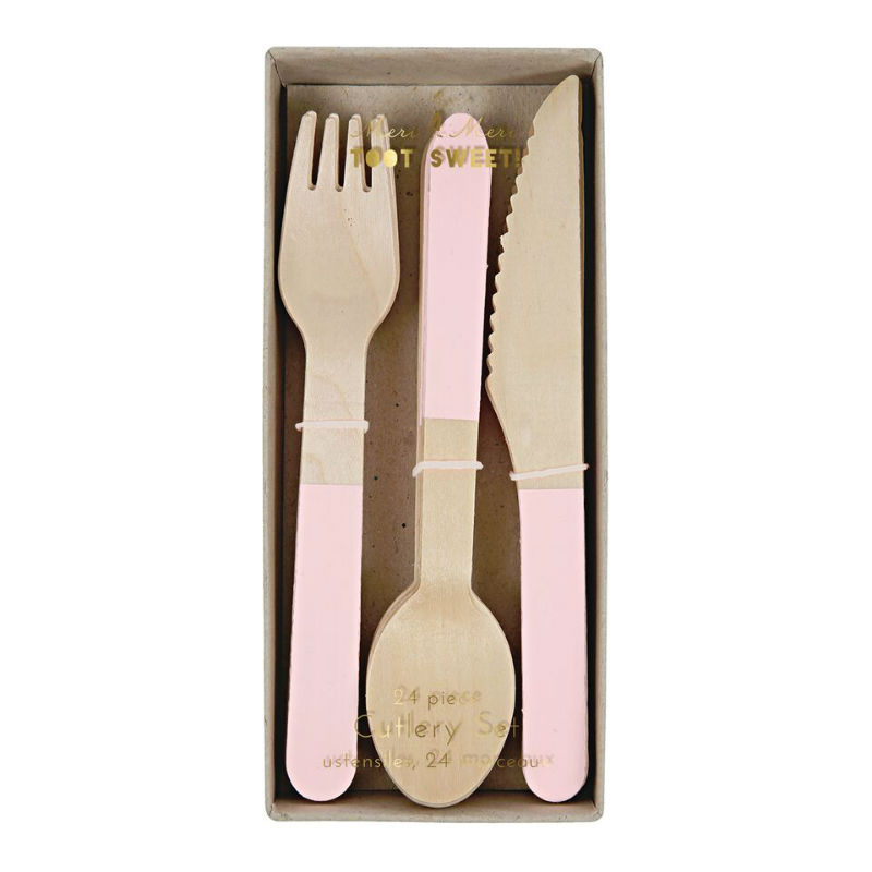Image de  Set de 24 couverts en bois rose 