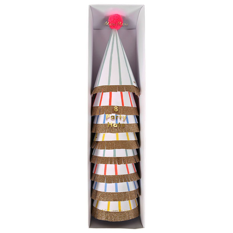Image de  Set de 8 chapeaux de fÊte rayures 