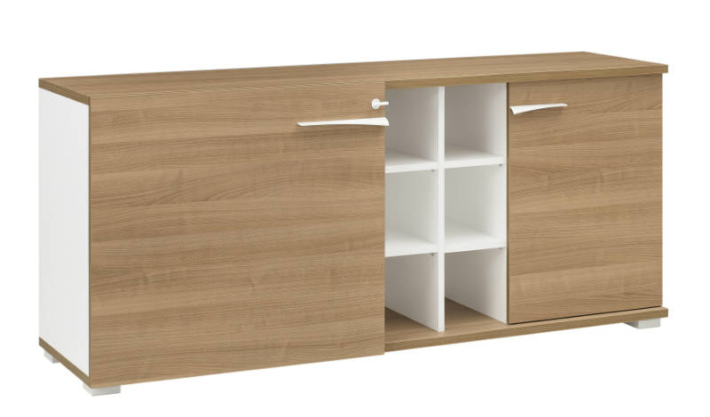 Image de  Credence 2 portes 6 niches xenon merisier 