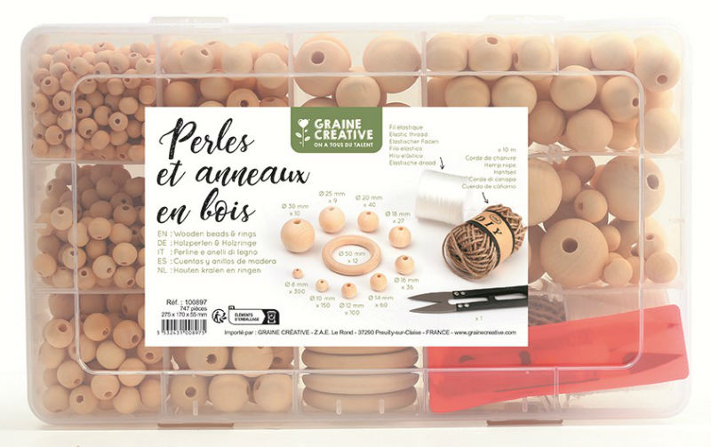 Image de  Boite perle bois 747 pcs 