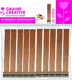 Image de  Lot de 10 mèches en pin & socles métal 2x13 cm 