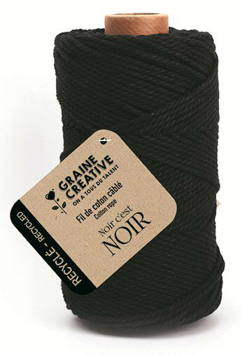 Image de  Bobine de coton cable recyclé noir 