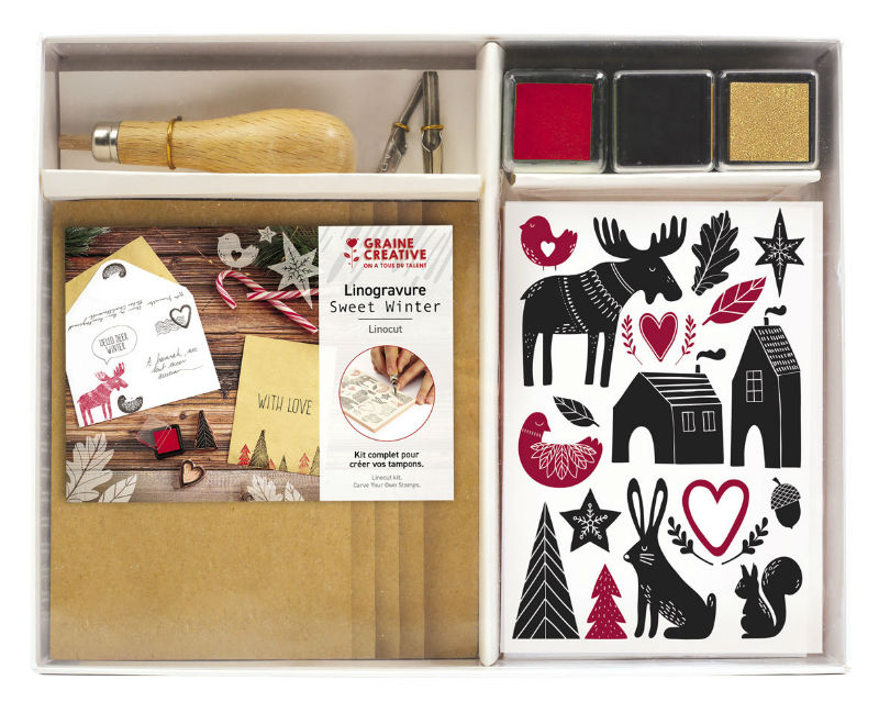 Image de  Kit linogravure hiver scandinave 
