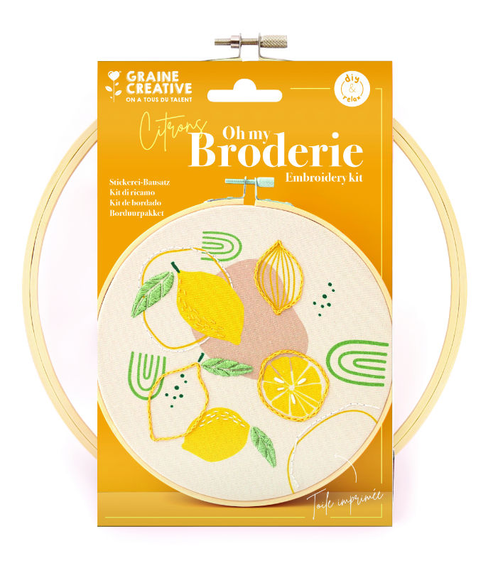 Image de  Kit broderie partielle citron ø20 cm 