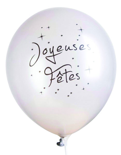 Image de  Pq 10 ballons joyeuses fêtes argent métal 