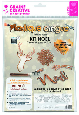 Image de  Kit plastique dingue 8 deco Noël pailletés 