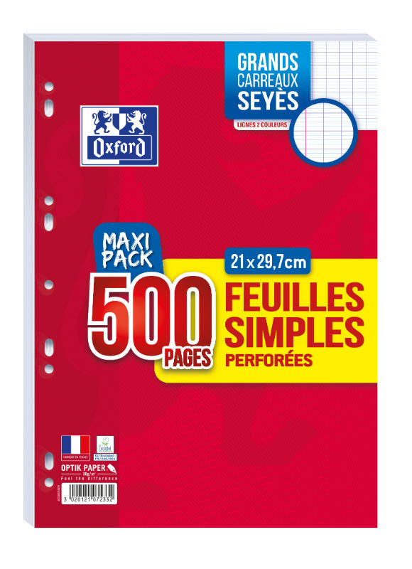 Image de  Étui feuilles mobiles 500 pages seyès 