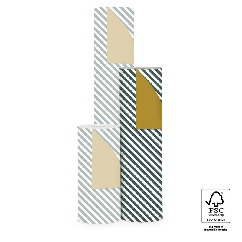 Image de  Rouleau papier cadeau Rayures 0,50x150m petrol/jaune 