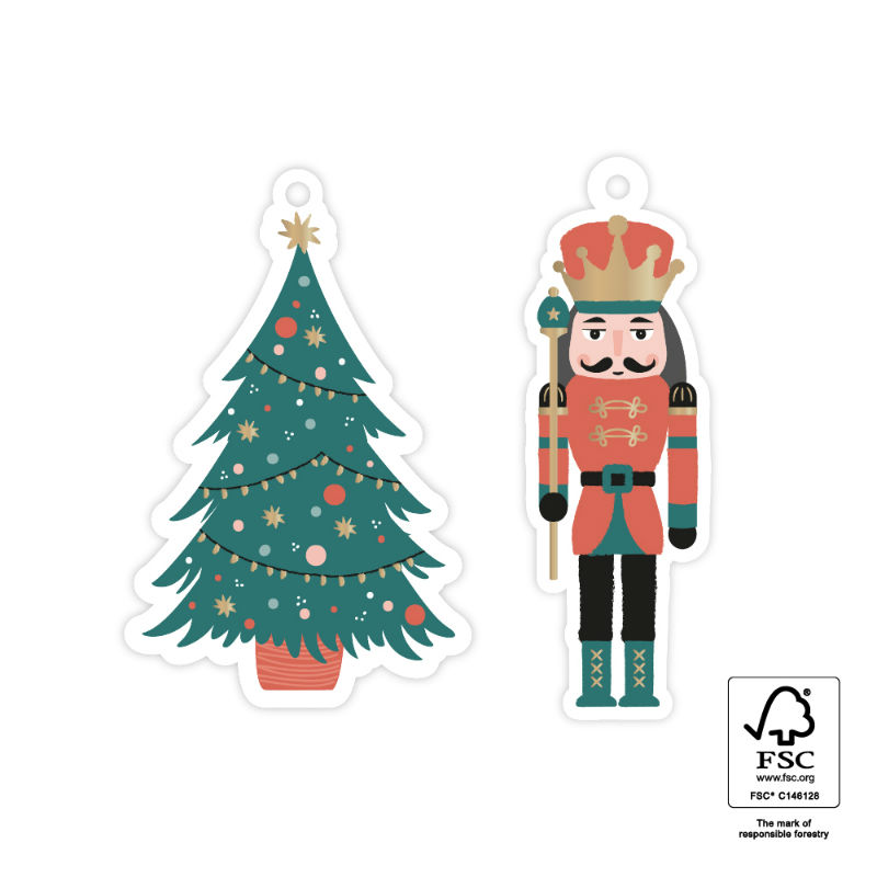 Image de  Paquet de 100 étiquettes cadeau arbre & casse-noisette 