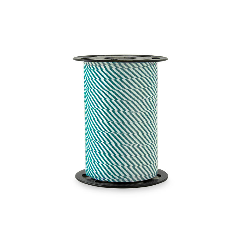 Image de  Bobine bolduc rayures 10mm x 180m bleu jade 