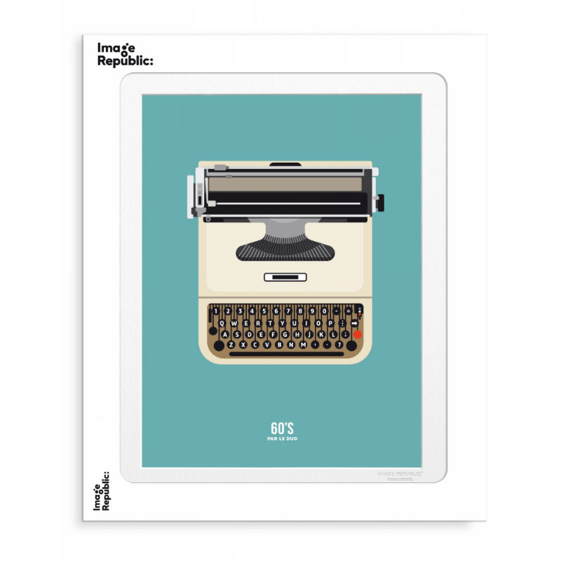 Image de  Affiche 30x40 cm le duo 60's dactylo bleu 