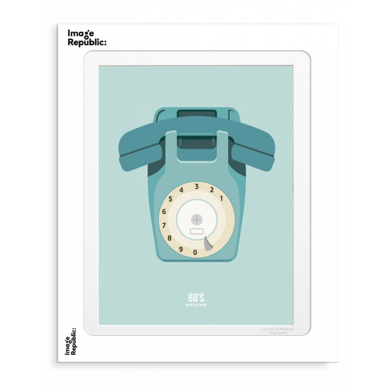 Image de  Affiche 30x40 cm le duo 60's telephone bleu 