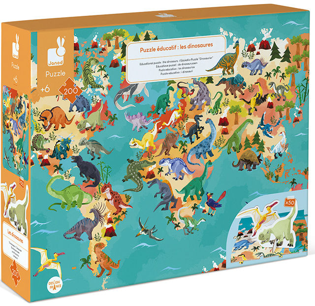 Image de  Puzzle éducatif les dinosaures 200 pièces 