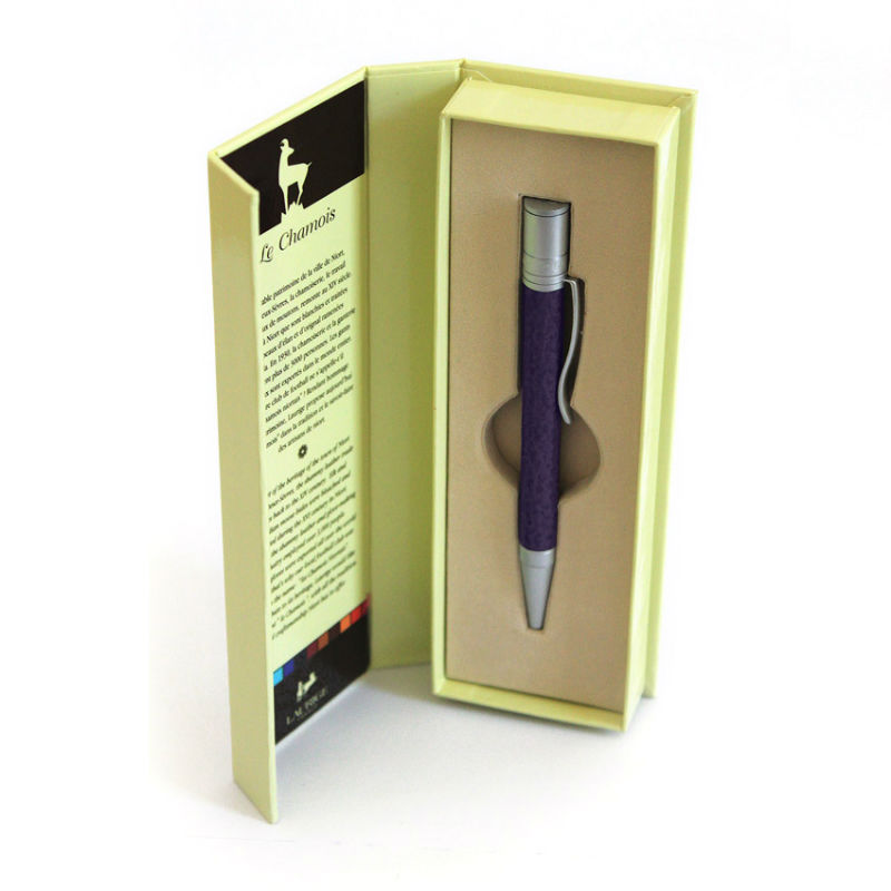 Image de  STYLO BILLE GAINE CUIR VIOLET 
