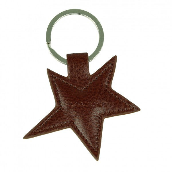 Image de  PORTE CLEFS ETOILE CUIR MARRON 
