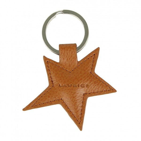 Image de  PORTE CLEFS ETOILE CUIR CAMEL 