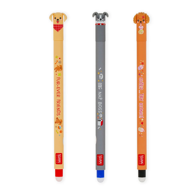 Image de  LEGAMI - Set de 3 stylos encre gel effaçable chiens 