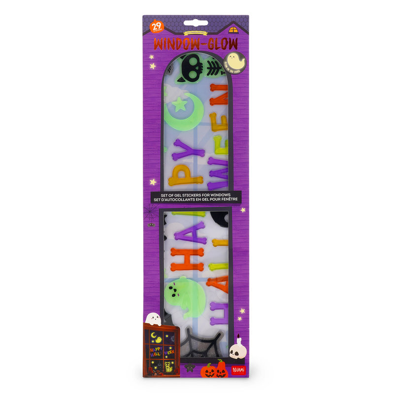 Ref. LEGGGH0003, LEGAMI HALLOWEEN - Set de grands autocollants en gel pour fenêtre Halloween 2026, Assorties, marque LEGAMI