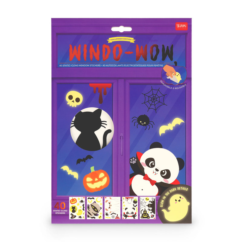 Ref. LEGWDS0003, LEGAMI HALLOWEEN - Set 40 autocollants électrostatiques Halloween 2026, Assorties, marque LEGAMI