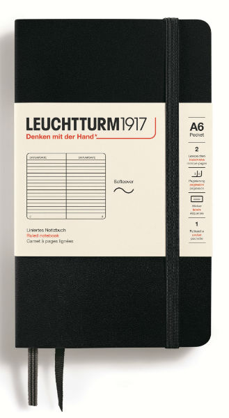 Image de  Carnet Leuchtturm souple A6 ligné noir 