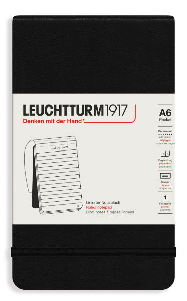 Image de  Carnet Leuchtturm Reporter A6 ligné noir 