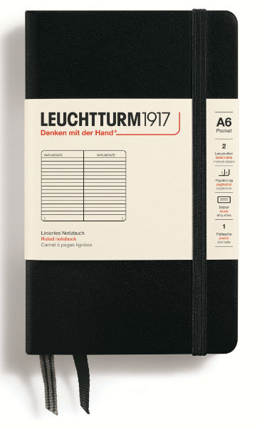 Image de  Carnet Leuchtturm rigide A6 ligné noir 