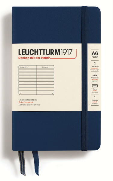 Image de  Carnet Leuchtturm rigide A6 ligné bleu marine 