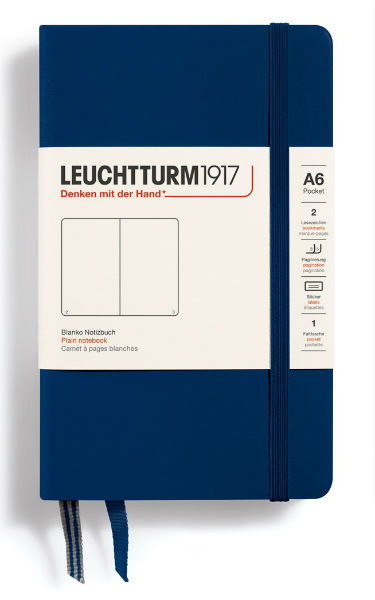 Image de  Carnet Leuchtturm rigide A6 uni bleu marine 