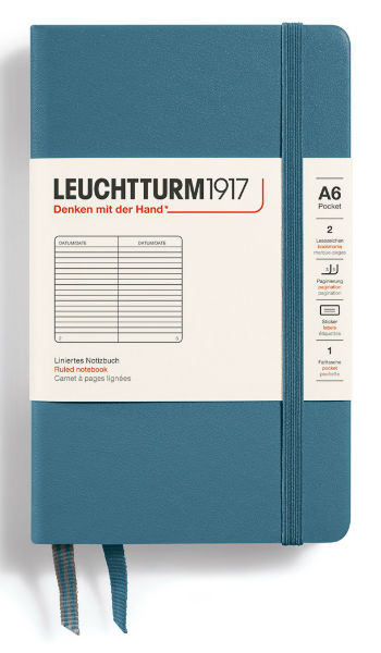 Image de  Carnet Leuchtturm rigide A6 ligné stone blue 