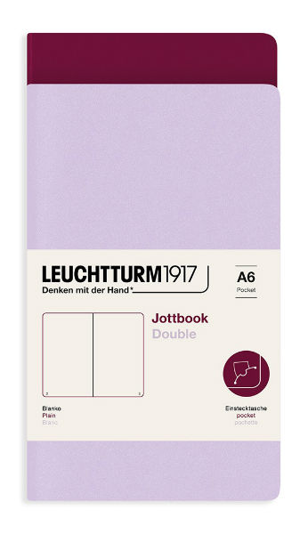 Image de  Carnet Leuchtturm Jottbook double A6 uni lilas & port red 