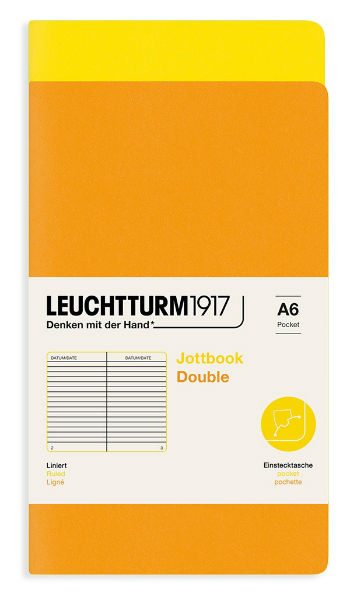 Image de  Carnet Leuchtturm Jottbook double A6 ligné citron & rising sun 