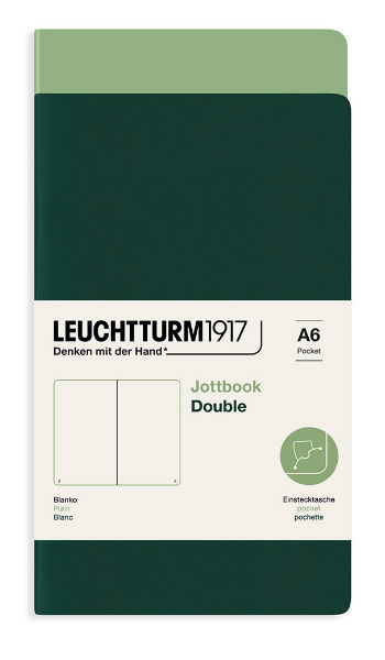Image de  Carnet Leuchtturm Jottbook double A6 uni saugz & vert forêt 