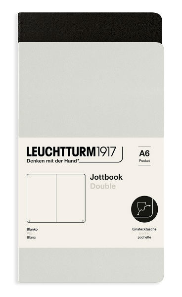 Image de  Carnet Leuchtturm Jottbook double A6 uni gris clair & noir 