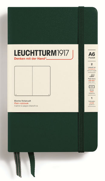 Image de  Carnet Leuchtturm rigide A6 uni vert forêt 