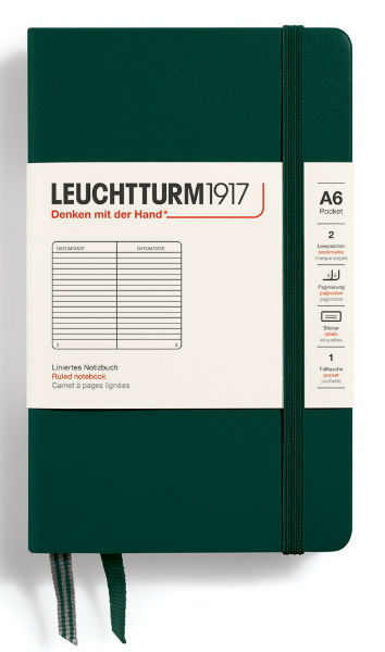 Image de  Carnet Leuchtturm rigide A6 ligné vert forêt 