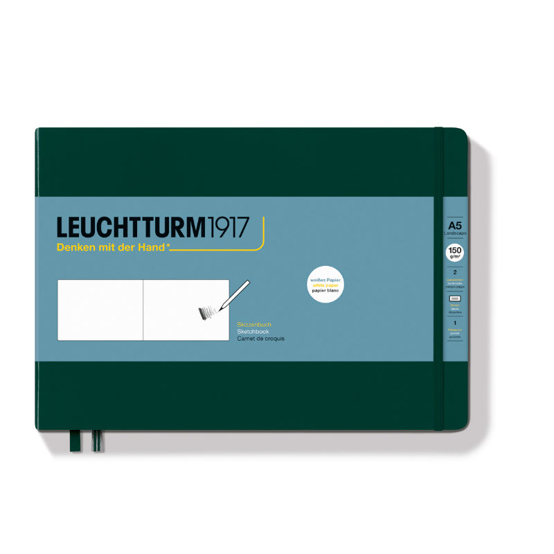 Image de  Carnet croquis Leuchtturm A5 paysage uni vert forêt 