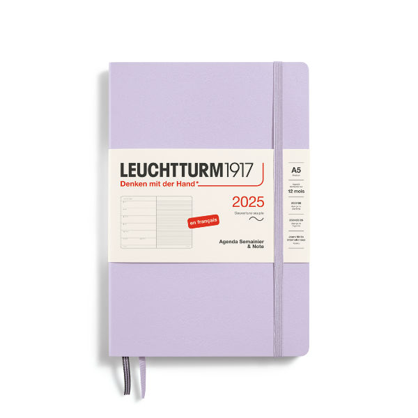 Image de  Agenda & carnet souple A5 lilas 1 semaine sur 1 page 2025 