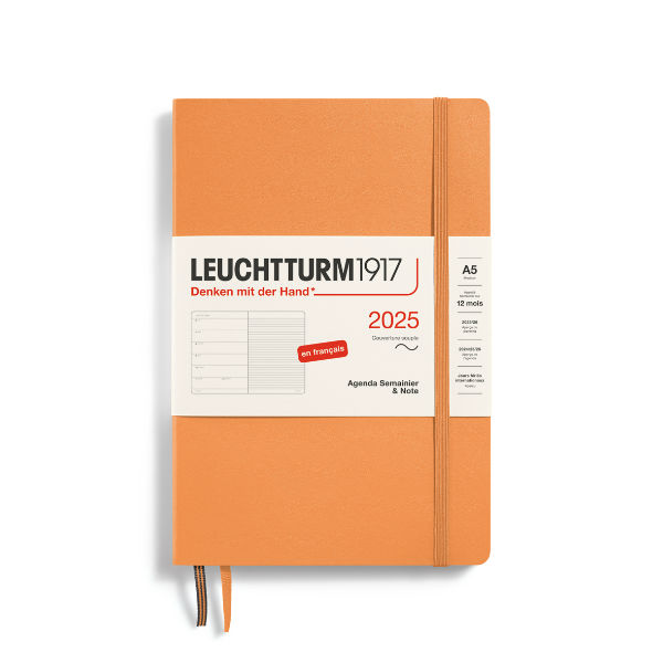 Image de  Agenda & carnet souple A5 abricot 1 semaine sur 1 page 2025 