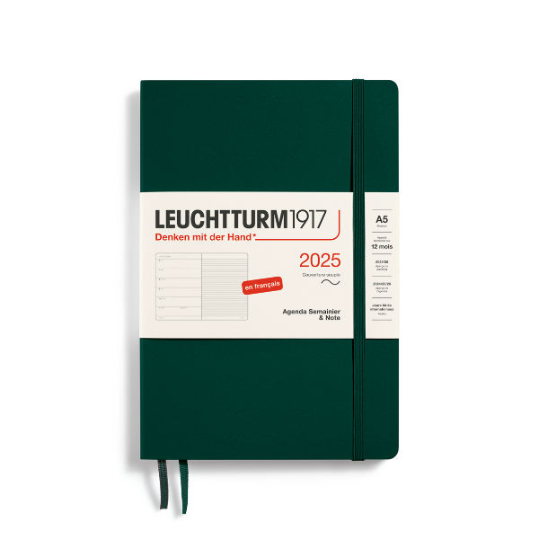 Image de  Agenda & carnet souple A5 forest green 1 semaine sur 1 page 2025 