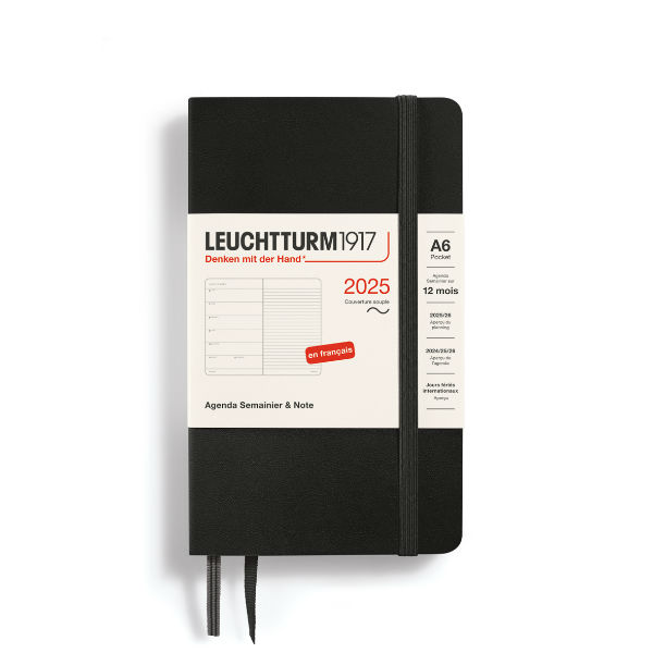 Image de  Agenda & carnet souple A6 noir 1 semaine sur 1 page 2025 