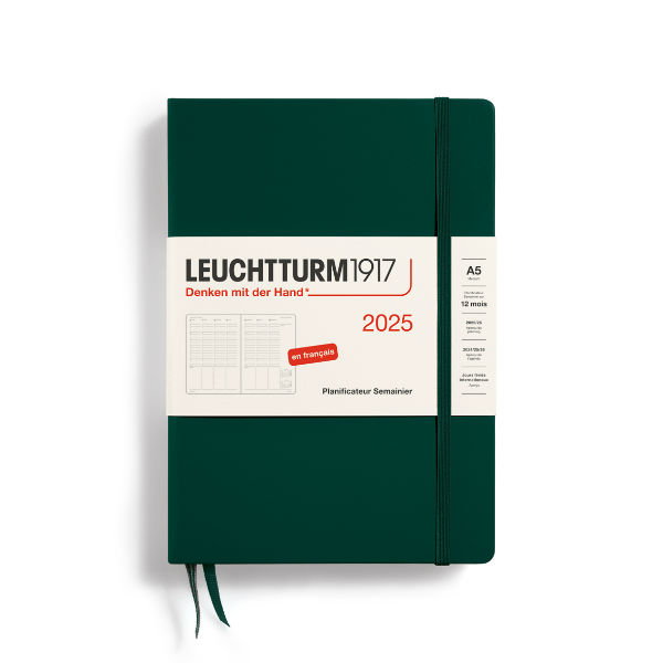 Image de  Agenda A5 forest green 1 semaine sur 2 pages verticale 2025 