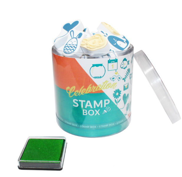 Image de  Pack 32 minis tampons en caoutchouc célébration 