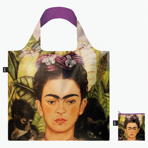 Image de  Sac de courses pliable Frida Kahlo autoportrait 