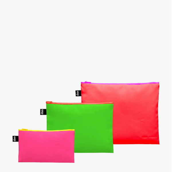 Image de  Lot de 3 pochettes Néon orange vert et rose 