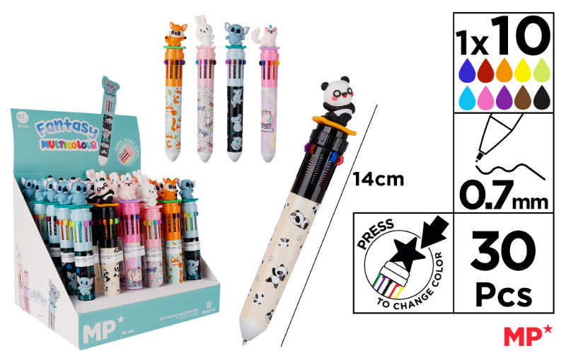 Image de  Stylo à bille 10 couleurs chat 