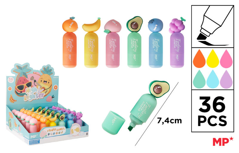 Image de  Mini surligneur pastel fruits et légumes 