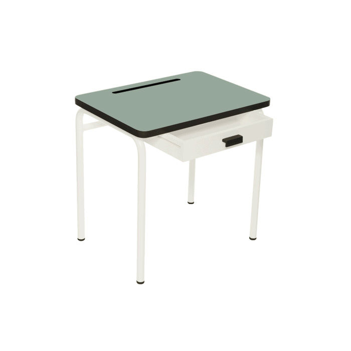 Image de  Régine bureau enfant 55x40 kaki pieds blancs 
