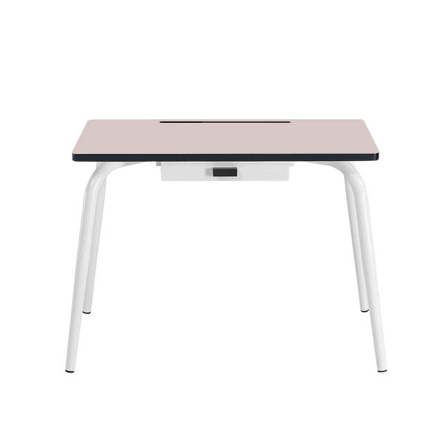 Image de  Romy bureau enfant 90x55 rose poudré pieds blancs 