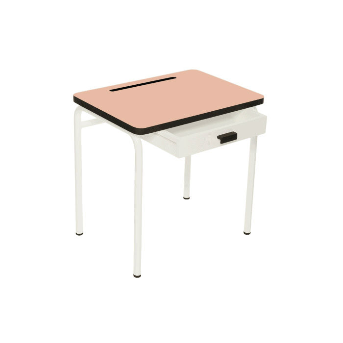 Image de  Régine bureau enfant 55x40 saumon pieds blancs 