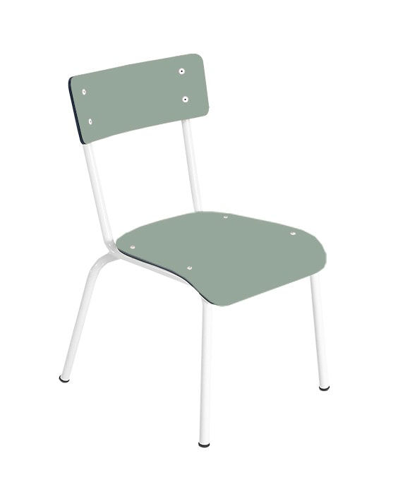 Image de  Colette chaise enfant H38 kaki pieds blancs 